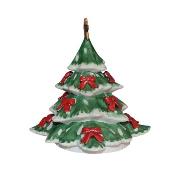 Vintage Ron Gordon Designs Christmas Tree With Red Bows 7 1/2 In Tall - Picture 2 of 7